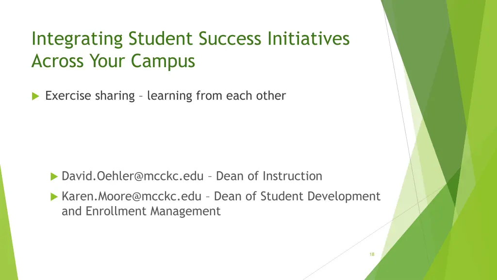 integrating student success initiatives across 1