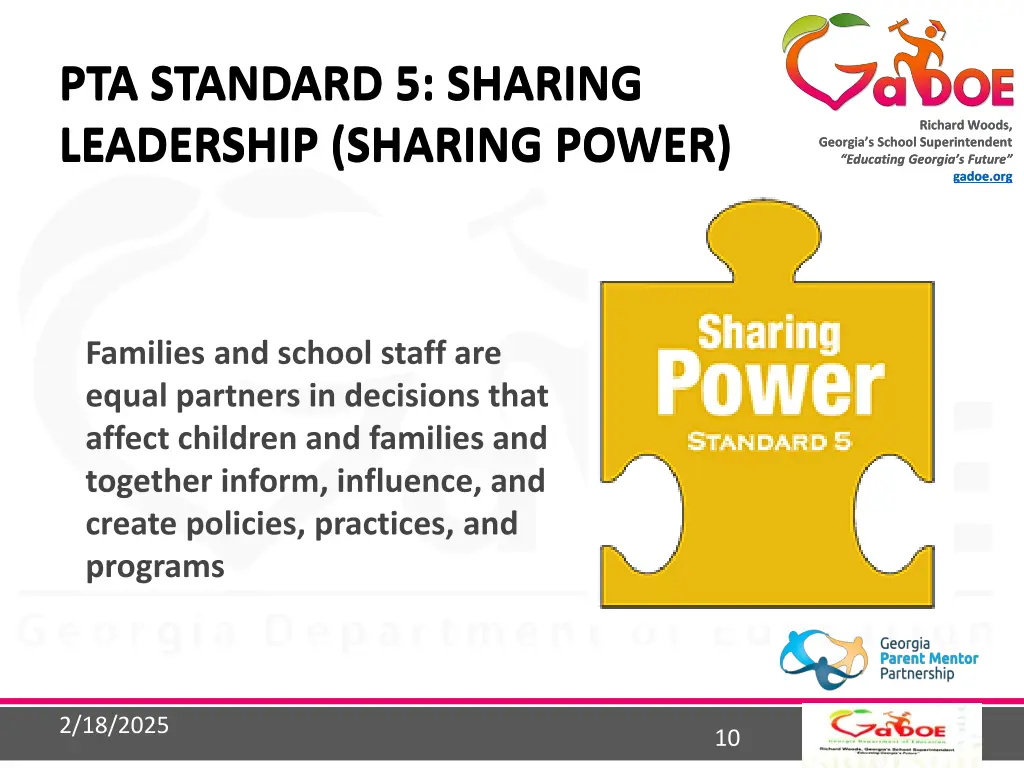pta standard 5 sharing leadership sharing power
