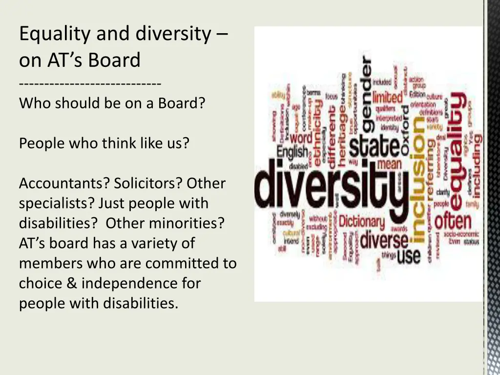 equality and diversity on at s board who should