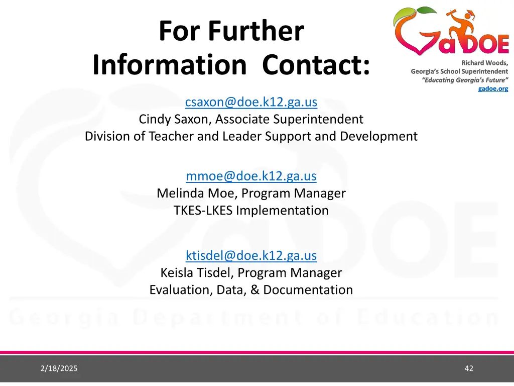 for further information contact