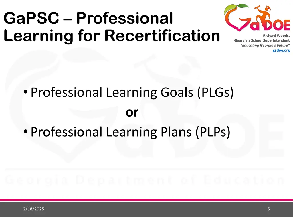 gapsc professional learning for recertification