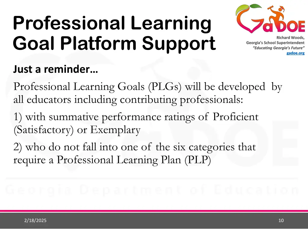 professional learning goal platform support