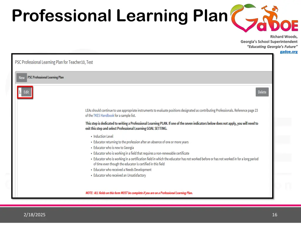 professional learning plan