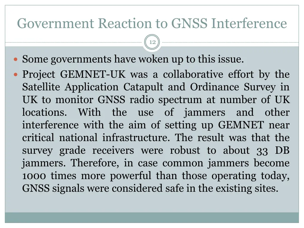 government reaction to gnss interference