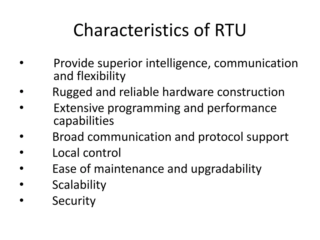 characteristics of rtu