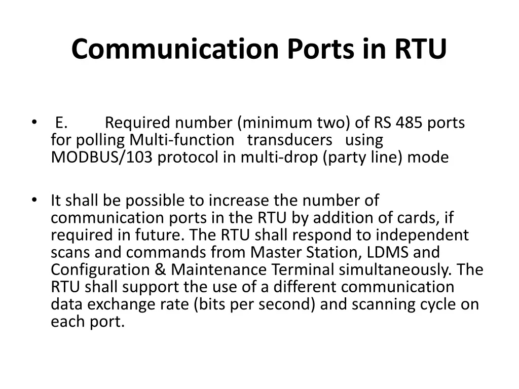 communication ports in rtu 1