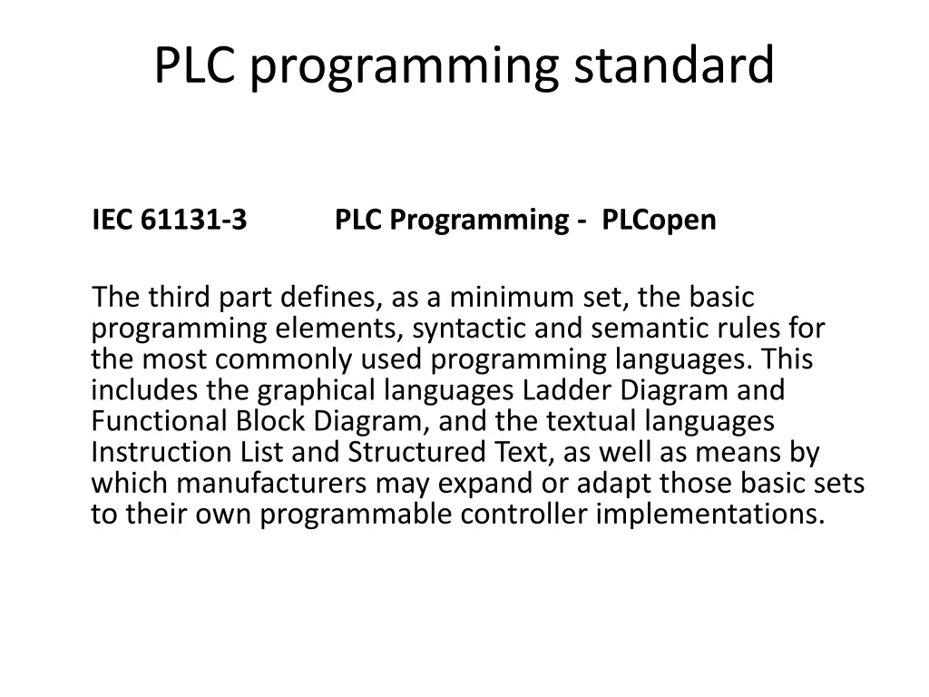 plc programming standard