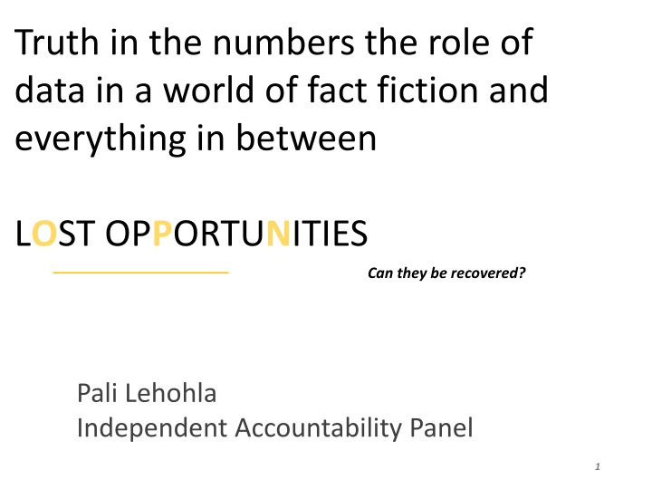 truth in the numbers the role of data in a world