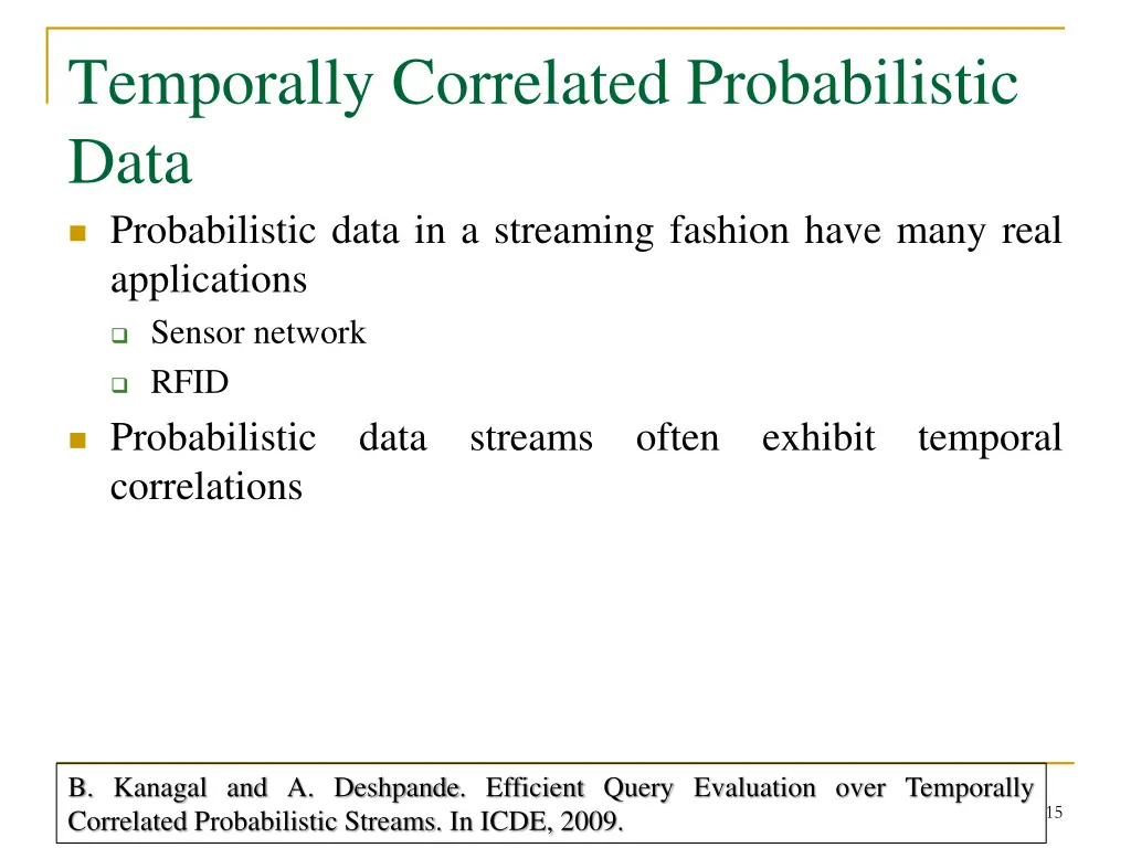 temporally correlated probabilistic data