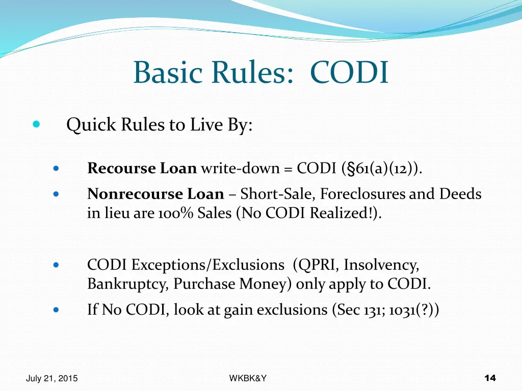 basic rules codi