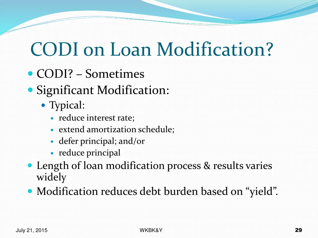 codi on loan modification