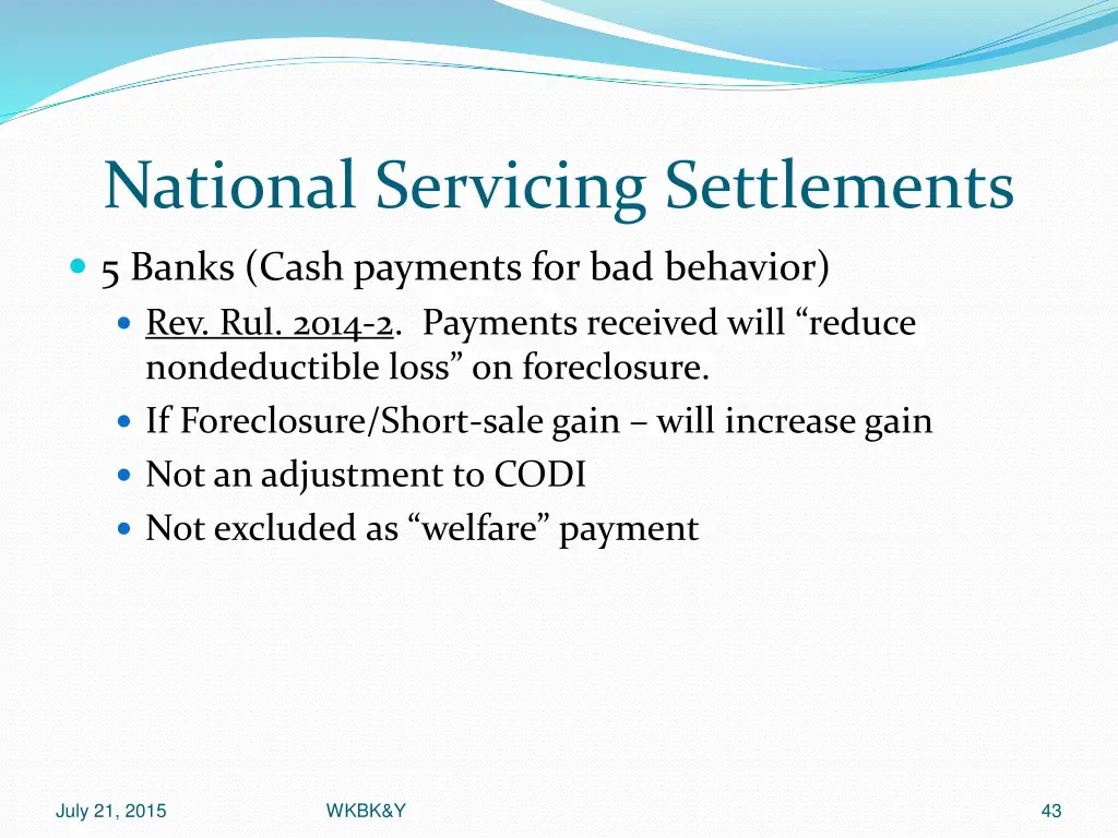 national servicing settlements