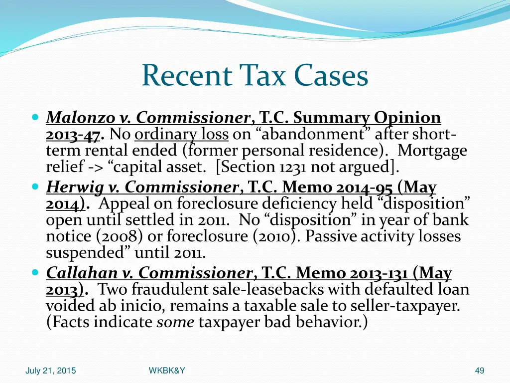 recent tax cases