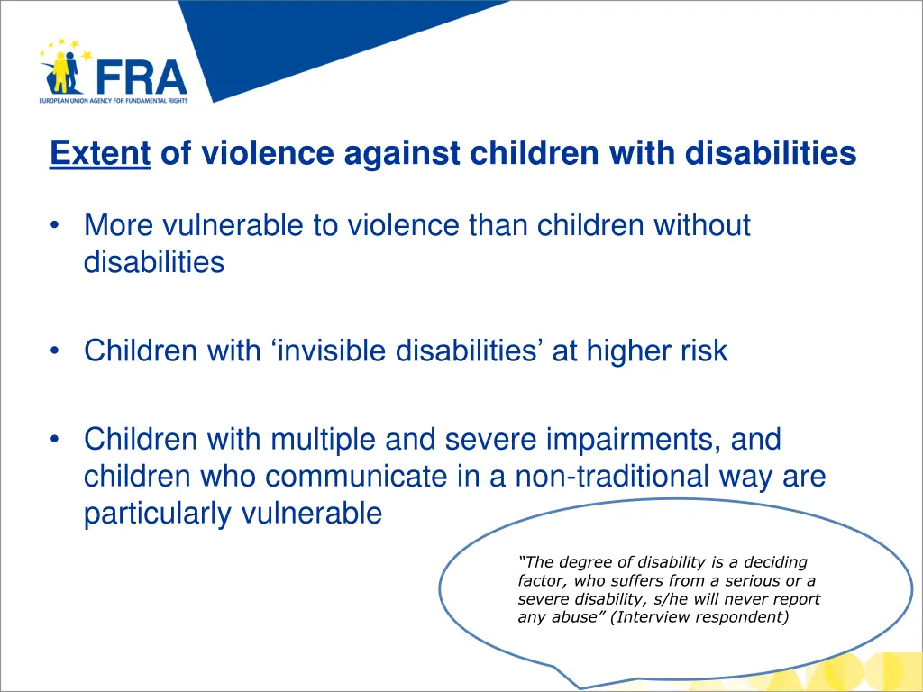 extent of violence against children with