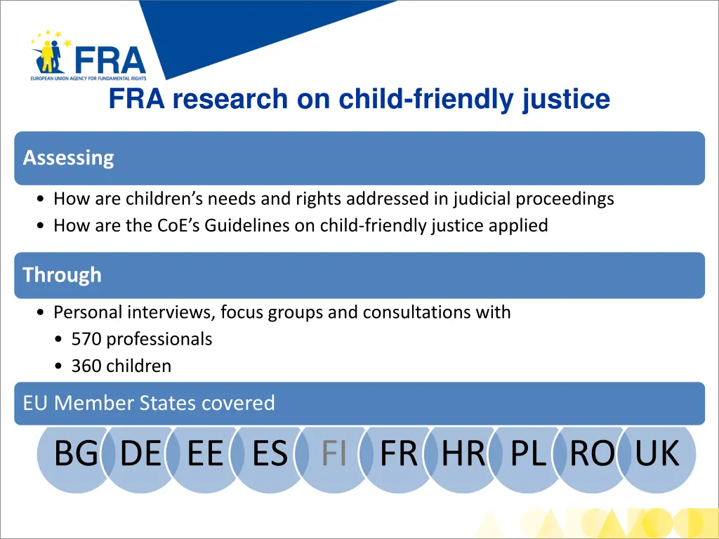 fra research on child friendly justice
