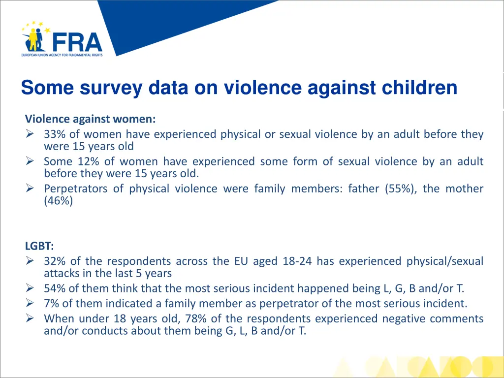 some survey data on violence against children