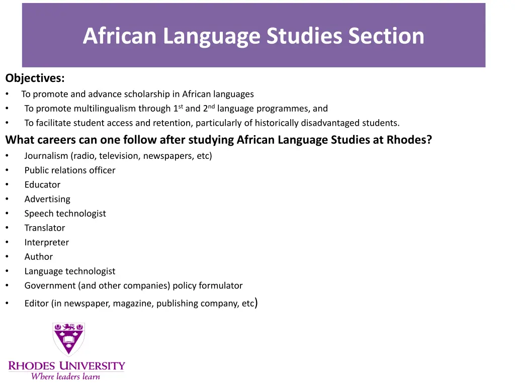 african language studies section