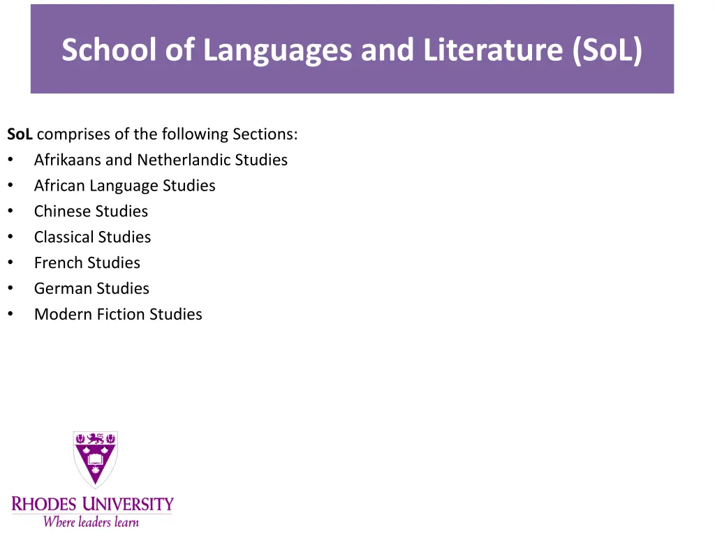 school of languages and literature sol