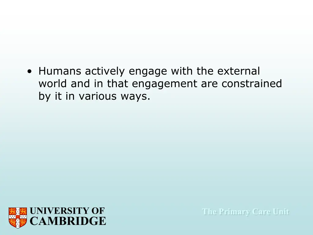 humans actively engage with the external world