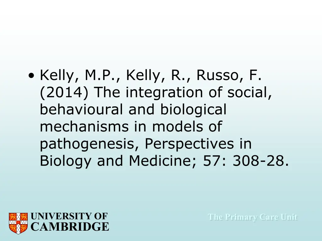 kelly m p kelly r russo f 2014 the integration