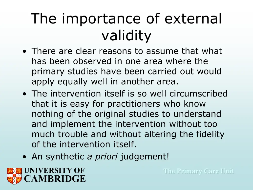 the importance of external validity there
