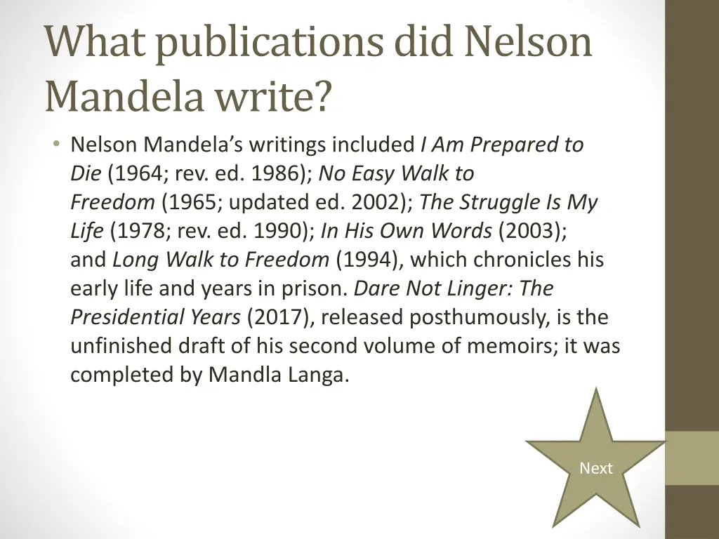 what publications did nelson mandela write nelson