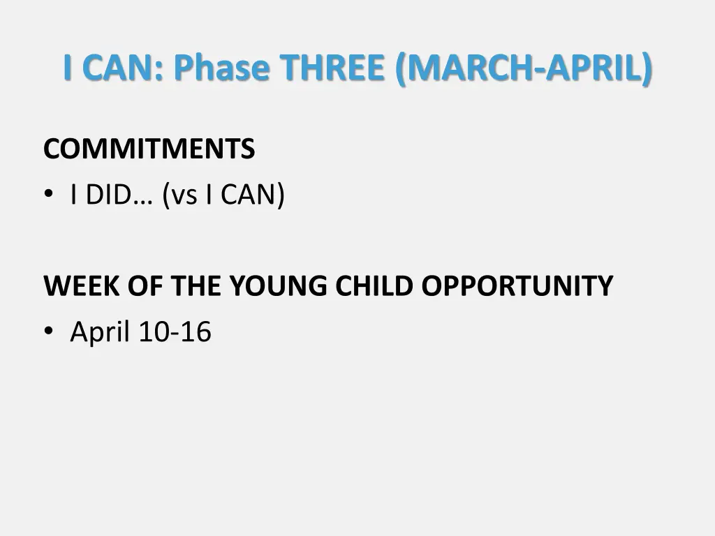 i can phase three march april