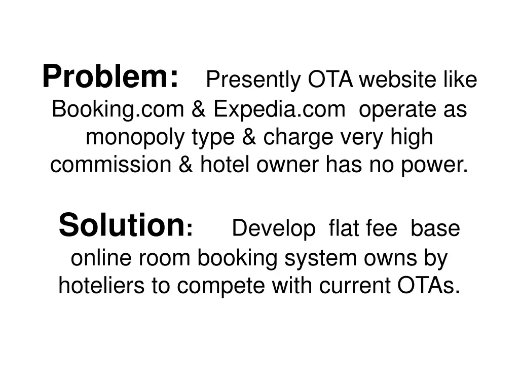 problem presently ota website like booking