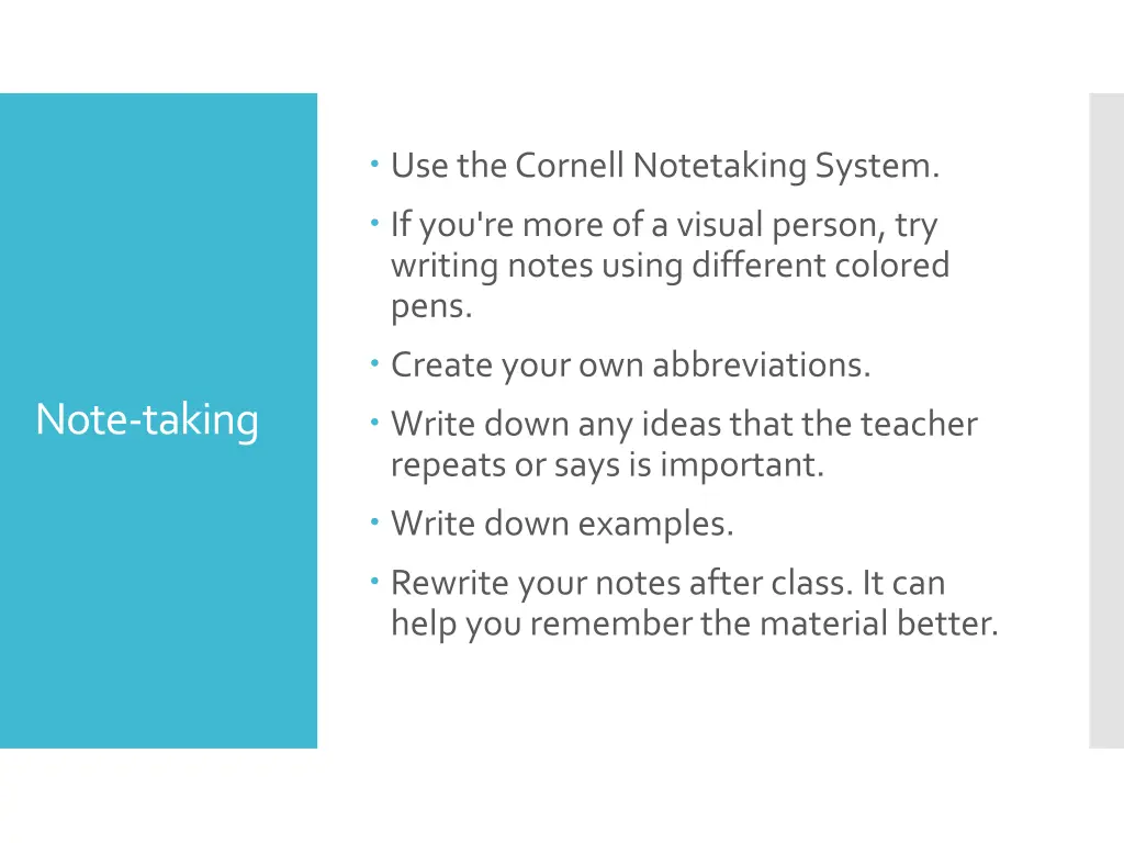 use the cornell notetaking system if you re more