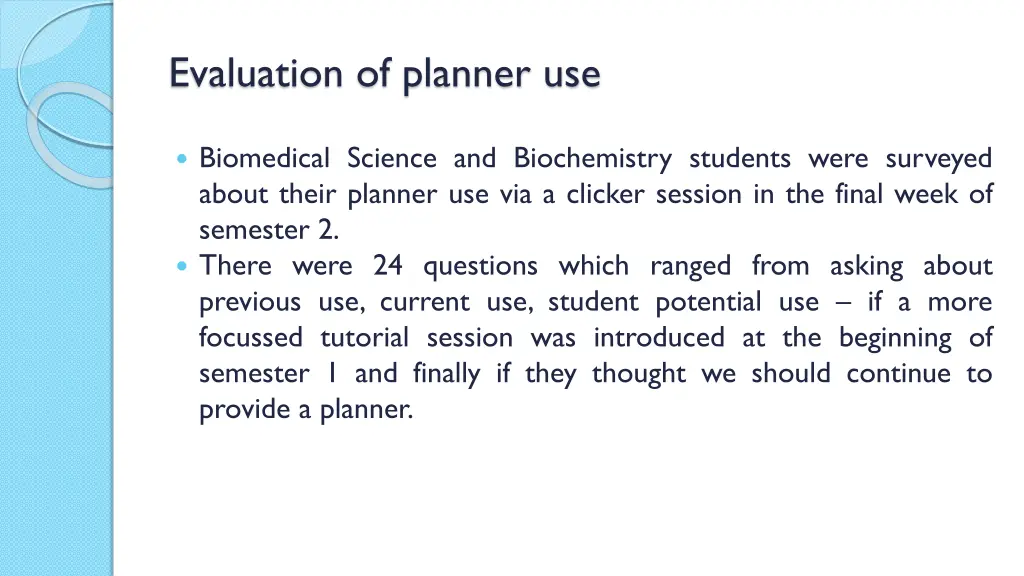 evaluation of planner use