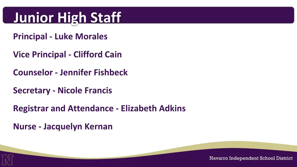 junior high staff