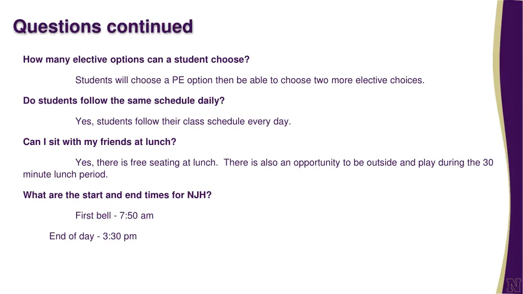 questions continued