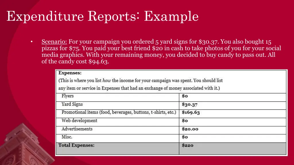 expenditure reports example 1
