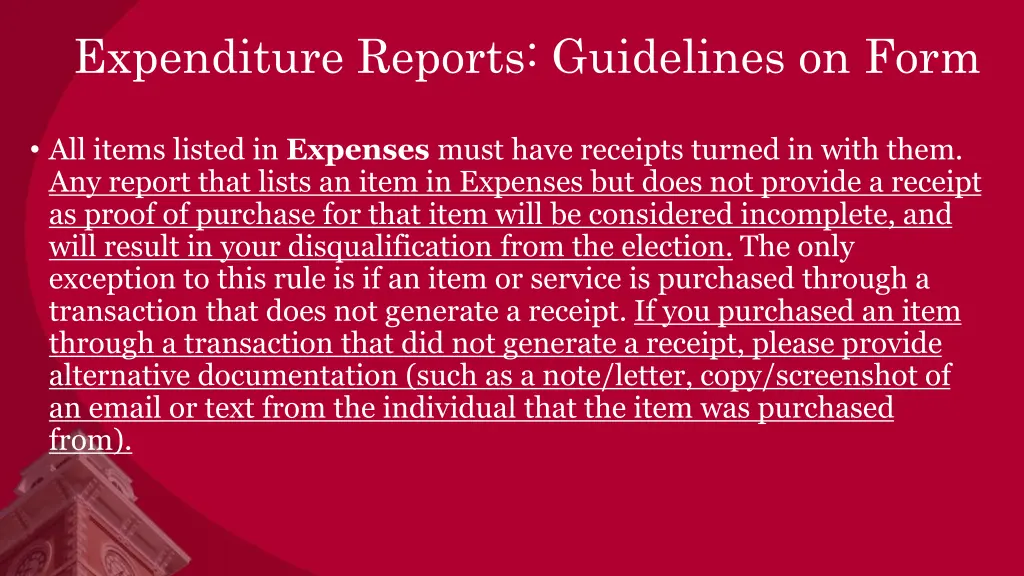 expenditure reports guidelines on form 2