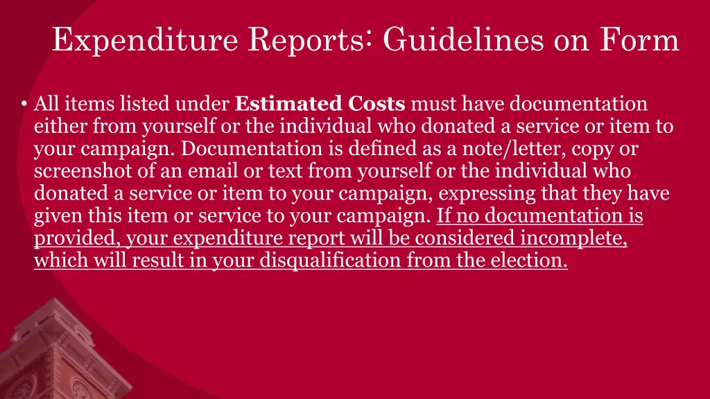 expenditure reports guidelines on form 3