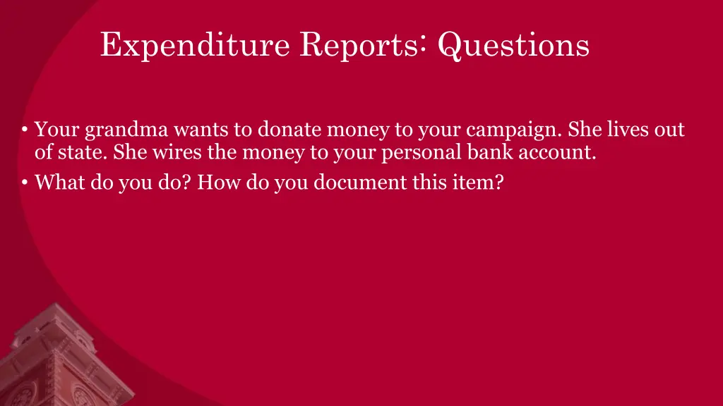 expenditure reports questions 3