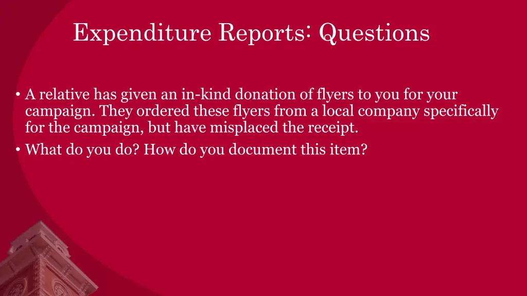 expenditure reports questions