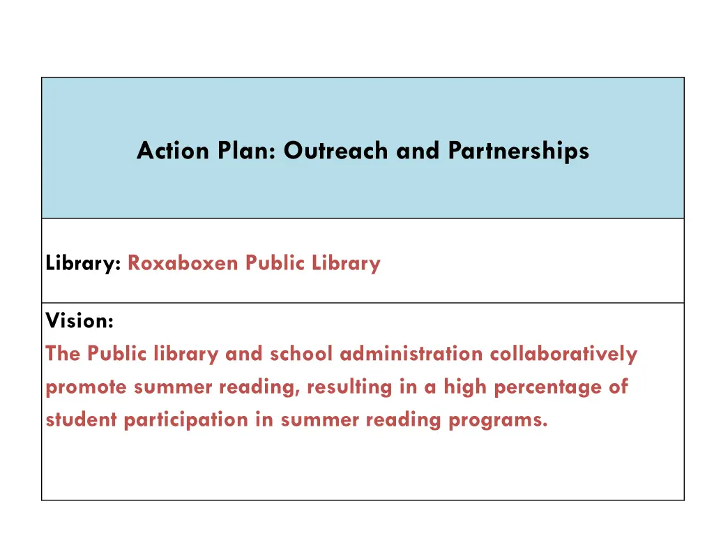action plan outreach and partnerships