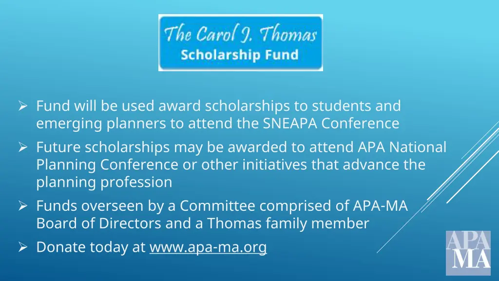 fund will be used award scholarships to students