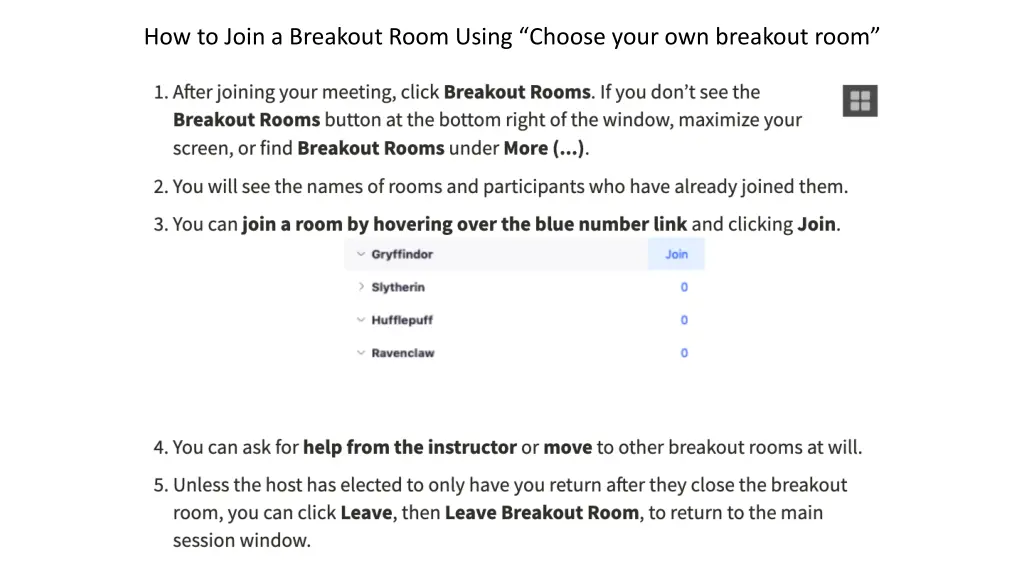 how to join a breakout room using choose your