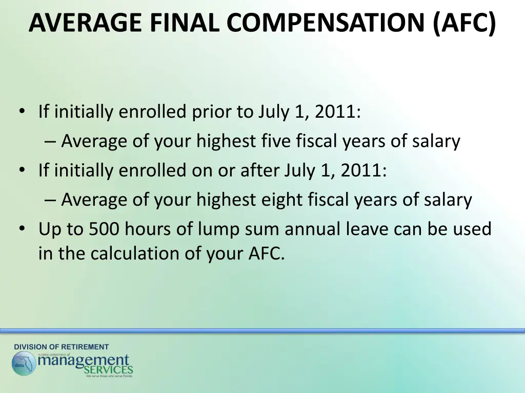 average final compensation afc