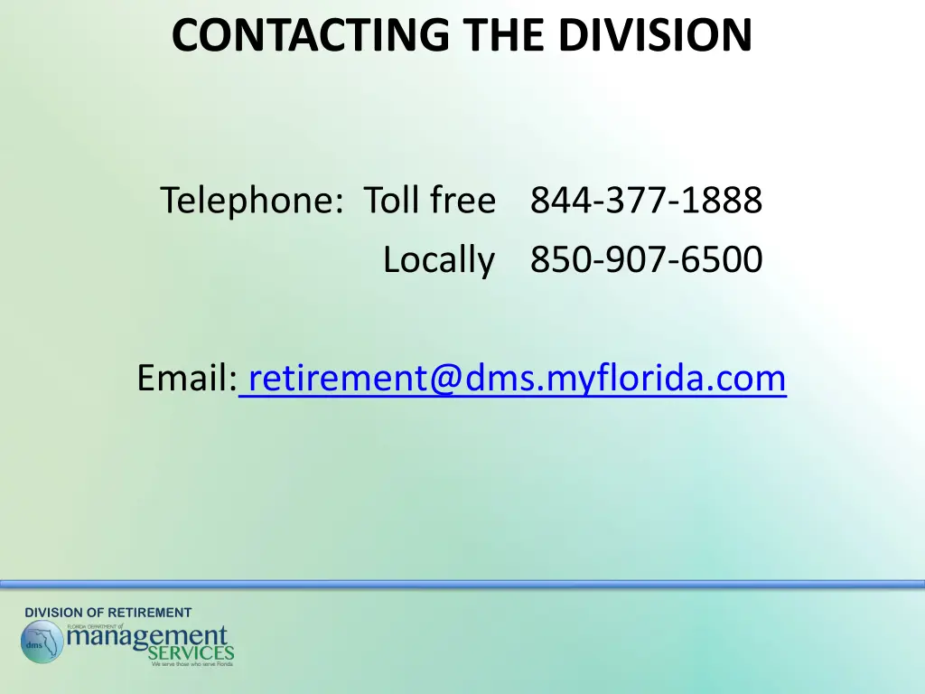 contacting the division