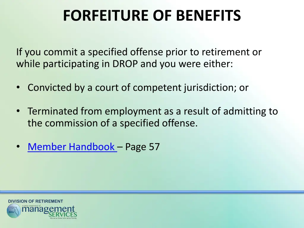 forfeiture of benefits