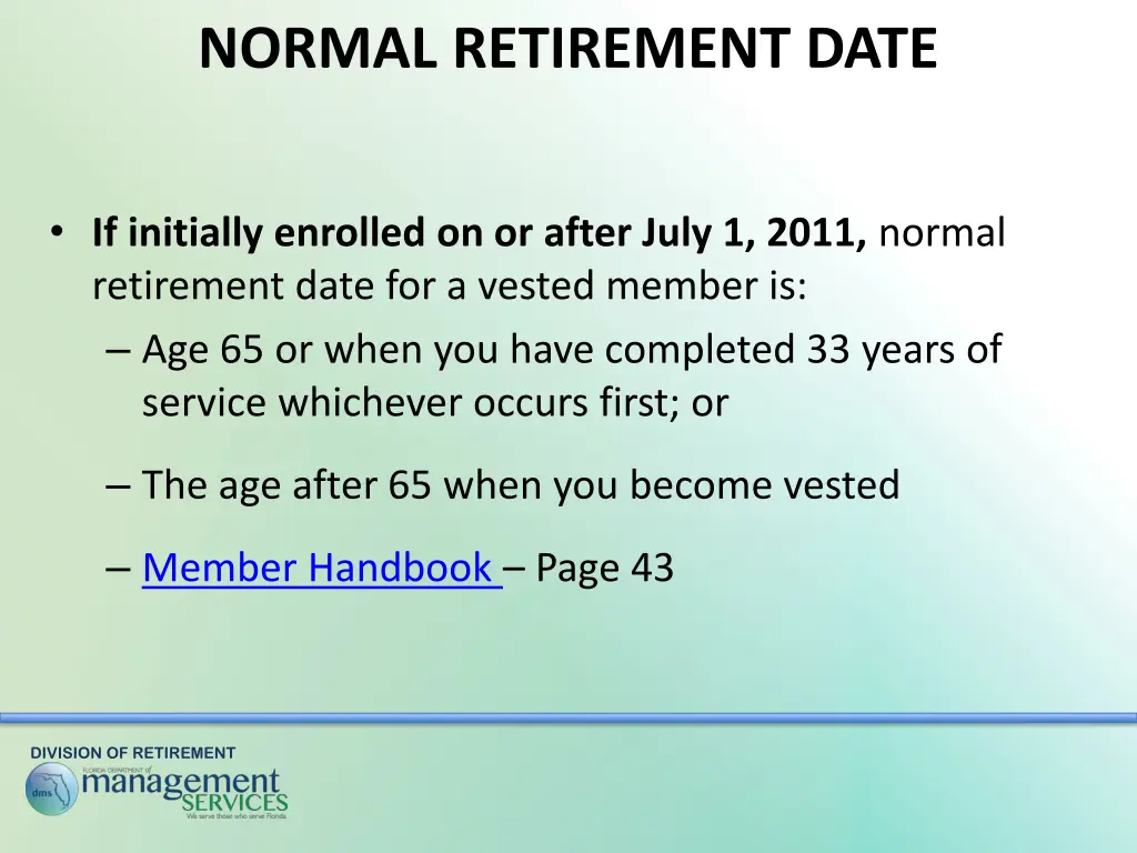 normal retirement date 1