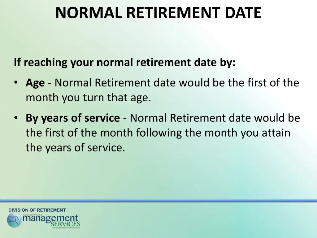 normal retirement date 2