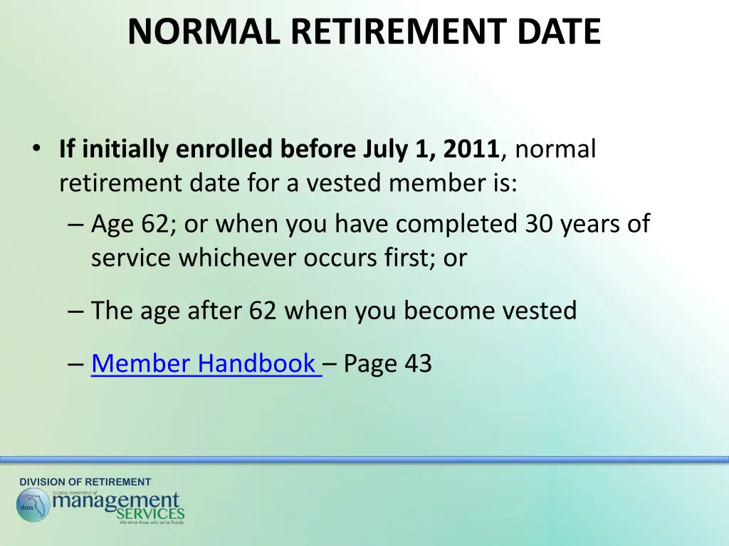 normal retirement date