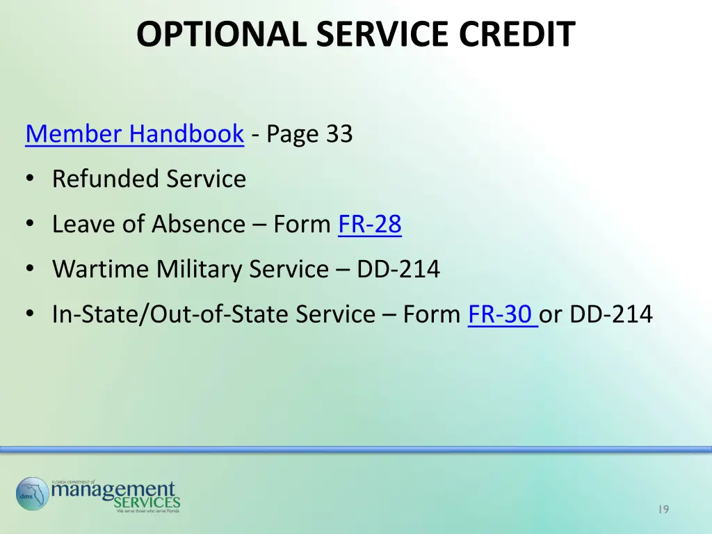 optional service credit