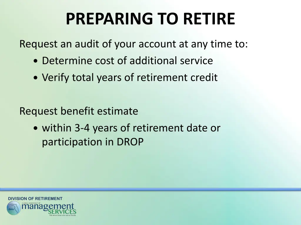 preparing to retire