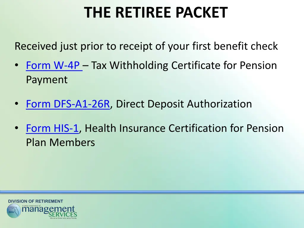 the retiree packet