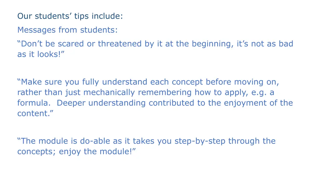 our students tips include